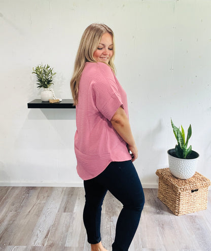 🤍Dusty Rose Woven Blouse
